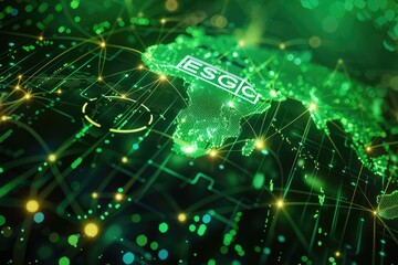 Obraz premium ESG Icon Concept Sustainable Natural Gas Business on Green Network