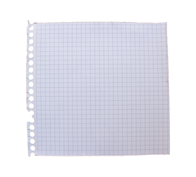 Ripped torn paper notebook sheet on transparent background