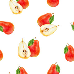 A Vibrant Pear Watercolor Seamless Pattern Design for Freshness and Health Benefits in Your Daily Life