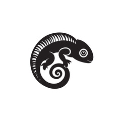 Chameleon in cartoon, doodle style . Image for t-shirt, web, mobile apps and ui. Isolated 2d vector illustration in logo, icon, sketch style, Eps 10, black and white. AI Generative