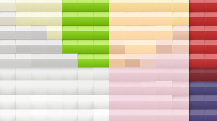 Layered 3D Abstract Geometric Grid of Multicolored Blocks in Pastel Hues