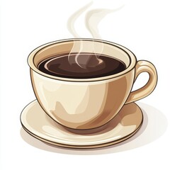 Obraz premium Simple clipart of a cup of coffee with steam rising, vector art