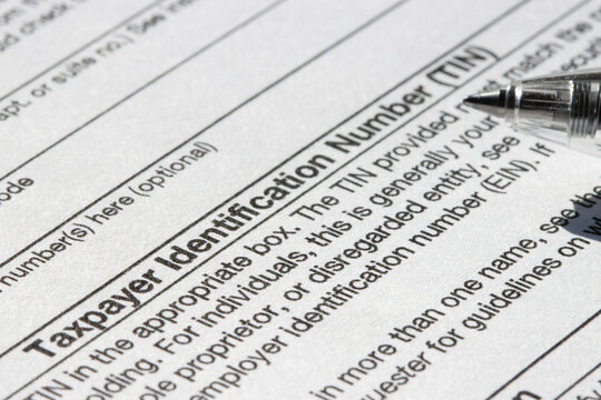Closeup of Form W-7, Application for IRS Individual Taxpayer Identification Number (ITIN).