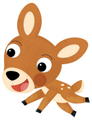 cartoon scene with farm animal deer roe forest animal isolated illustration for kids