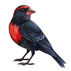 Finch Darkness element animal cartoon isolated whitebackground 16:9