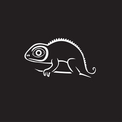 Chameleon in cartoon, doodle style . Image for t-shirt, web, mobile apps and ui. Isolated 2d vector illustration in logo, icon, sketch style, Eps 10, black and white. AI Generative
