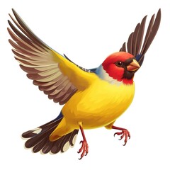 Obraz premium Finch Gravity element animal cartoon isolated whitebackground 16:9