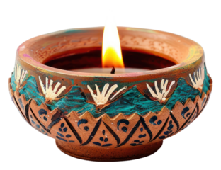 PNG Traditional decorative clay diya
