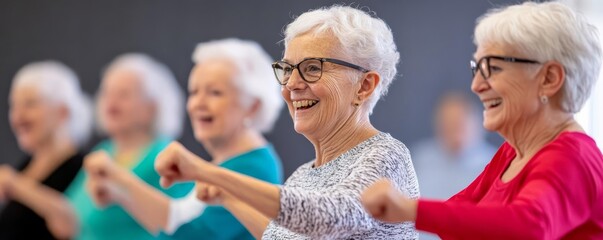 Group of seniors attending a dance performance, watching and enjoying, colorful and lively