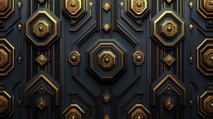 Gatsby inspired golden motifs with luxurious art deco pattern design illustration