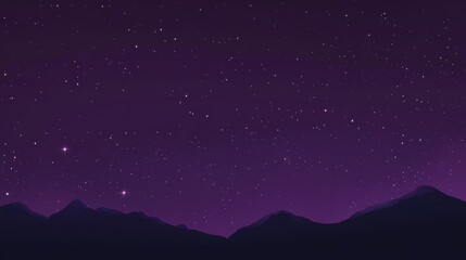 Fototapeta premium Starry night sky with silhouette of mountains