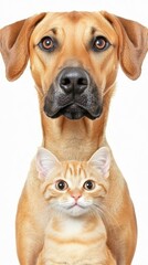 Obraz premium Adorable dog and cat close-up portrait