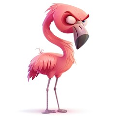 Fototapeta premium Flamingo Disgust emotion fantasy animal cartoon isolated whitebackground