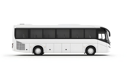 White luxury bus isolated on white background, detailed photo, png.