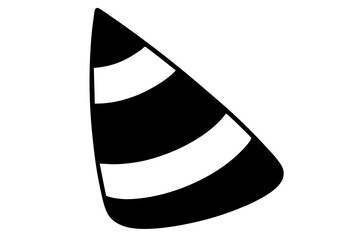 Candy corn silhouette icon. Hand drawn simple illustration of traditional Halloween treat. Black isolated vector pictogram on white background