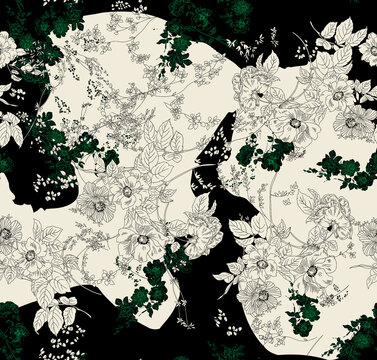 flower pattern texture print,repeat design pattern for textile printing factory