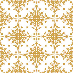 vector background with a seamless floral ornament in gold