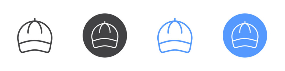 Cap icon Flat set in black and white color