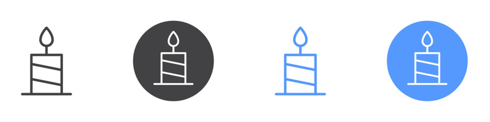 Candle icon Flat set in black and white color
