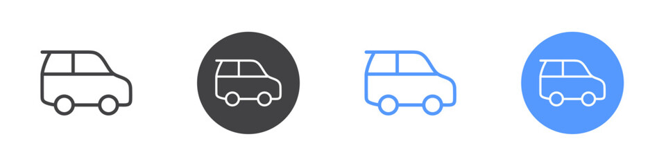 Car icon Flat set in black and white color