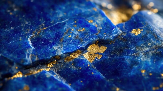 Lapis lazuli captured in a detailed macro shot, showing its unique blue and gold patterns.