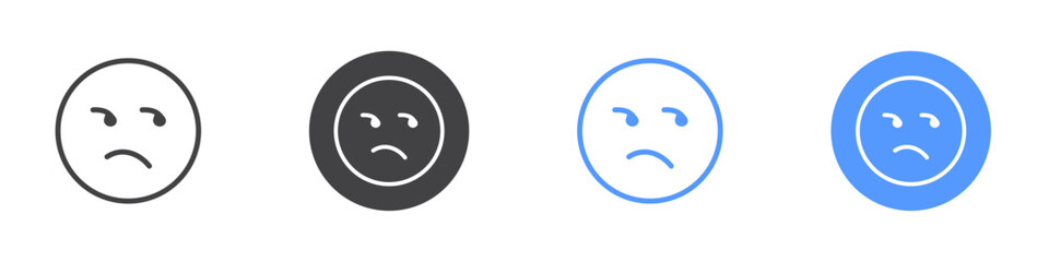 Displeased icon Flat set in black and white color