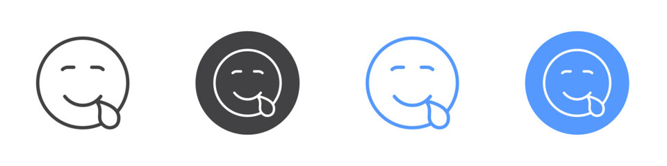 Drooling icon Flat set in black and white color