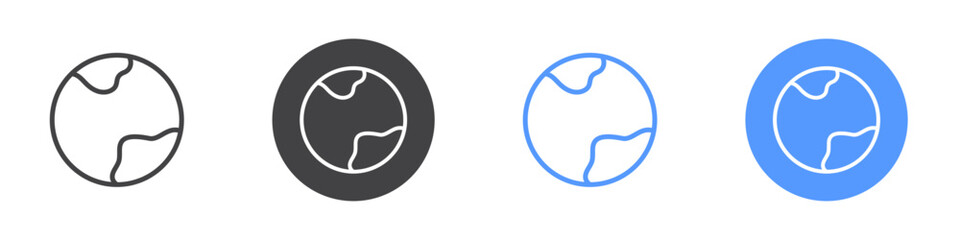 Earth icon Flat set in black and white color