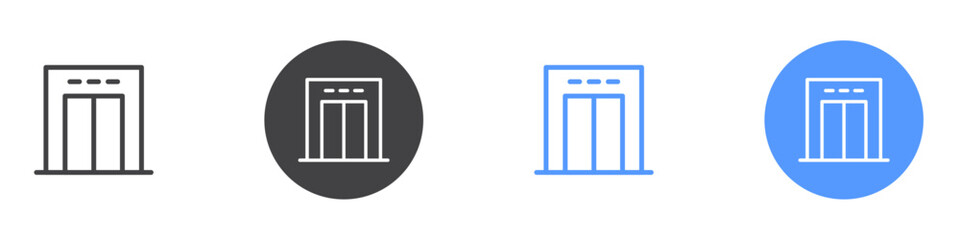 elevator icon Flat set in black and white color