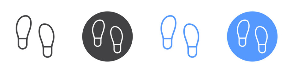Footstep icon Flat set in black and white color