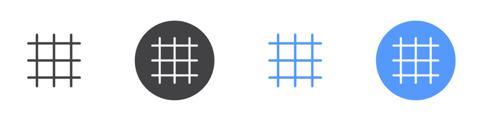 Grid icon Flat set in black and white color