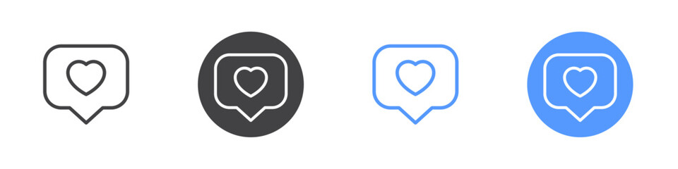 Like icon Flat set in black and white color