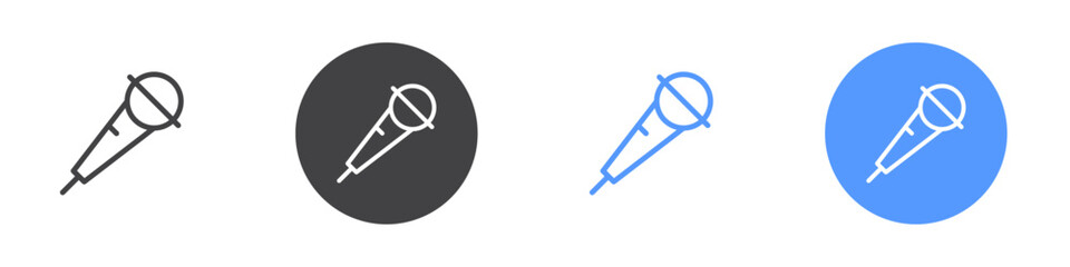 Microphone icon Flat set in black and white color