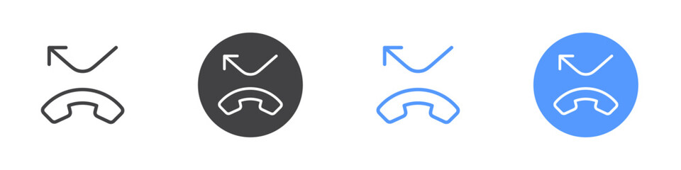 Missed call icon Flat set in black and white color