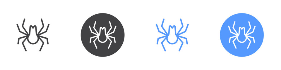 Spider icon Flat set in black and white color
