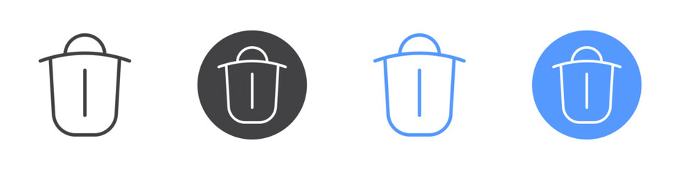 Trash icon Flat set in black and white color