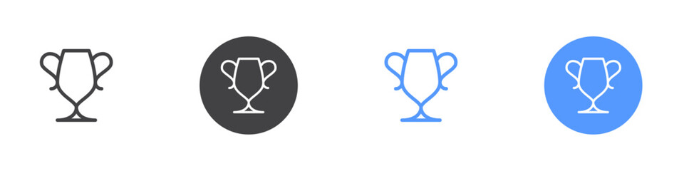 Trophy icon Flat set in black and white color