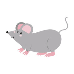 Cute mouse character isolated on white background. Mice animal in cartoon style for kids design. Vector illustration