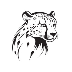Cheetah in cartoon, doodle style . Image for t-shirt, web, mobile apps and ui. Isolated 2d vector illustration in logo, icon, sketch style, Eps 10, black and white. AI Generative