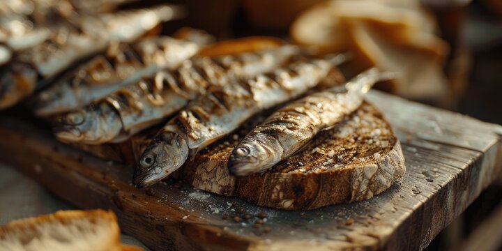 Grilled sardine on a slice of bread Lisbon s Saint Anthony festival
