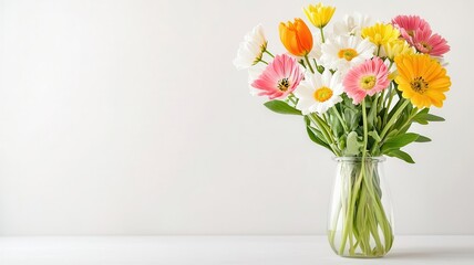 Fresh flowers being arranged in a vase, Monday morning, uplifting and cheerful