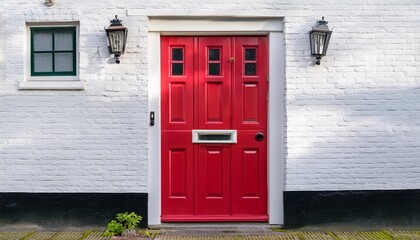 Obraz premium red door with grass