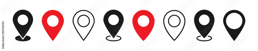 Poster Location icon set. vector red map location pin icons, place marker sign in flat style. location pointer icon symbol, navigation sign