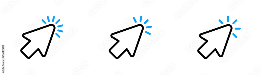 Poster mouse cursor click icon, flat style, computer clicking arrow - Mouse arrow pointer icon symbol. editable stroke
