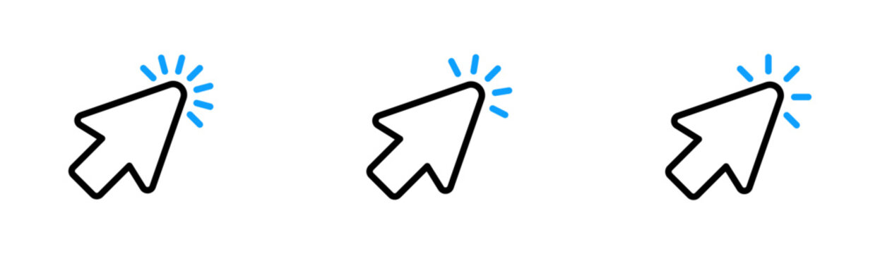 mouse cursor click icon, flat style, computer clicking arrow - Mouse arrow pointer icon symbol. editable stroke