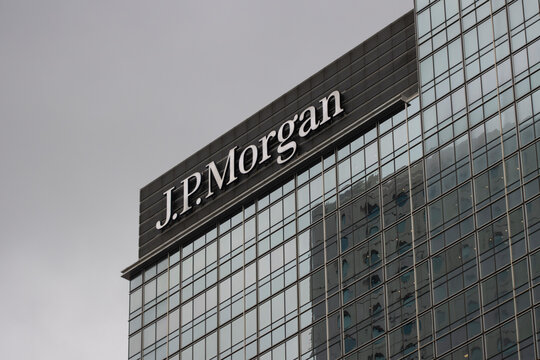 Hong Kong, China - Apr 5, 2024: J.P. Morgan logo is seen at its Hong Kong office. JPMorgan Chase and Co. is an American multinational finance company headquartered in New York City.