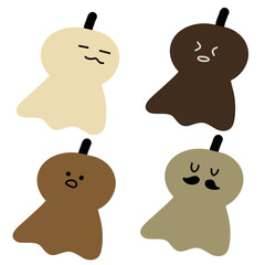 Cute Japanese Rain Doll (Teru-Teru Bozu) Vector | Various Expressions | Minimalist Design | 4 Vectors