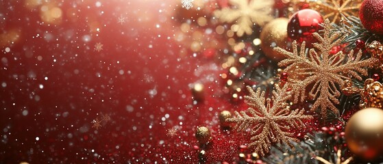 Festive Christmas Decorations with Snowflakes and Ornaments