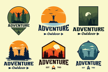 Adventure badge logo design collection for clothing apparel