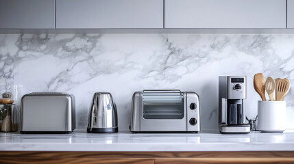 モダンなキッチンのカウンタートップと家電製品